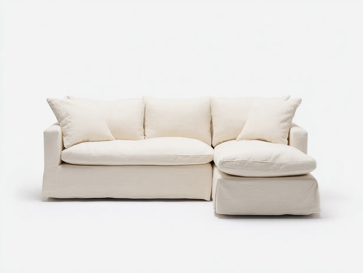Divano Soggiorno 260×100×82 cm - tessuto beige chiaro - design moderno con seduta relax