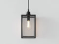 Lampada da parete per esterni a lanterna in metallo e vetro 22×22×48 cm - nero - design industriale sospeso