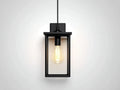 Lampada Da Parete Per Esterni 22×18×46 cm - metallo nero e vetro trasparente - lanterna geometrica