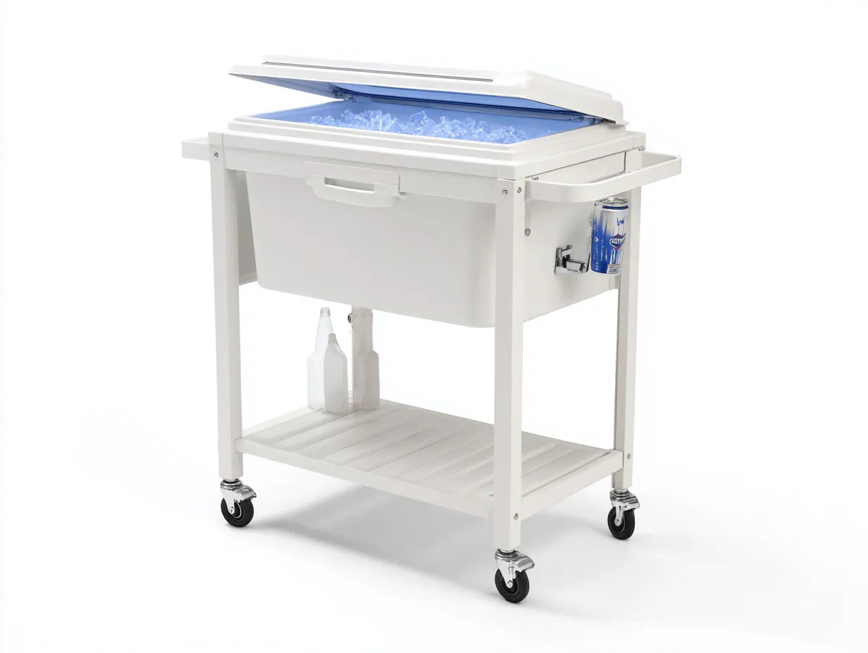 Scatola Isolata su carrello 80×52×88 cm - bianco - struttura mobile con ripiano per esterni