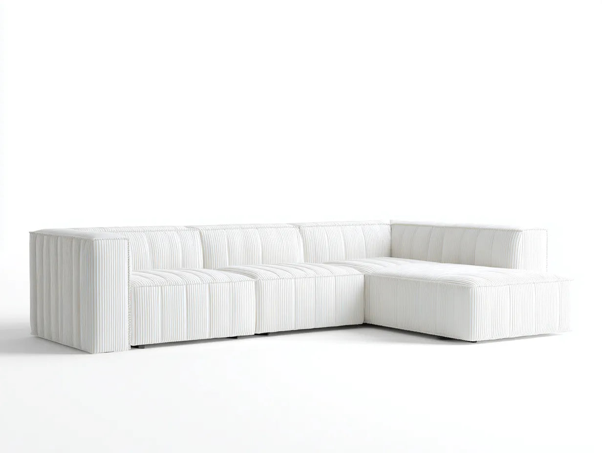 Divano con chaise longue in tessuto 295×170×82 cm - arancione - linea moderna con seduta ampia per soggiorno
