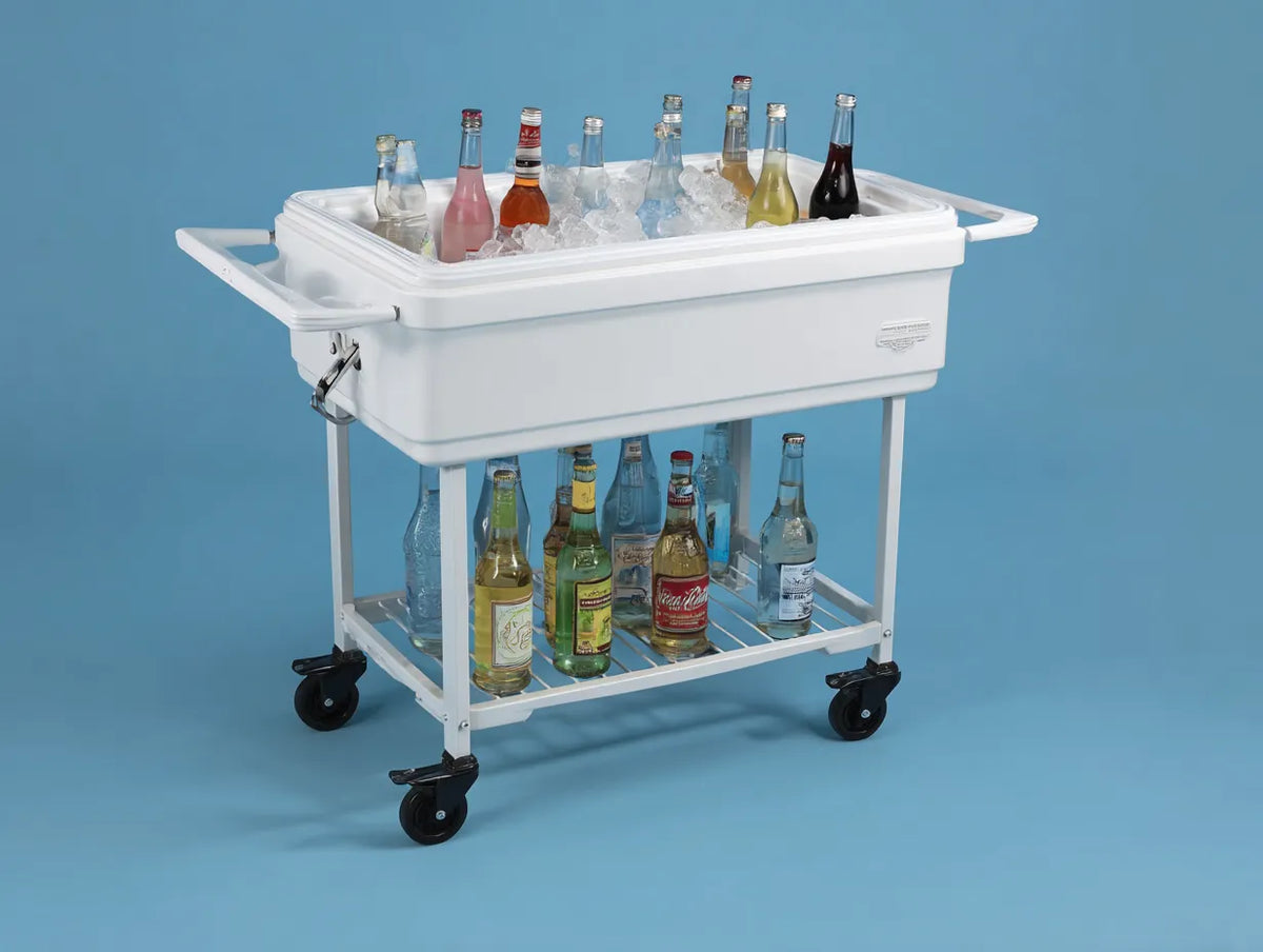 Scatola isolata da esterno 112×58×91 cm - bianco - carrello mobile con ripiano