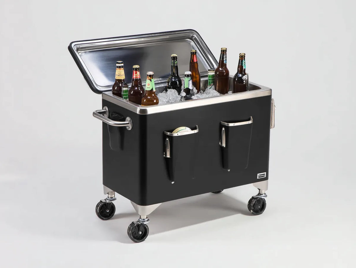 Scatola Isolata mobile in metallo 76×50×68 cm - nero/argento - struttura compatta con vano superiore