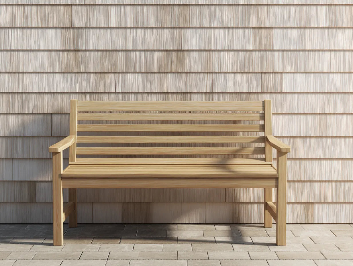 Panca da esterno in legno 128×59×89 cm - marrone chiaro - design lineare a doghe con braccioli