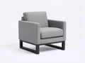 Poltrona in tessuto con base in legno 80×82×84 cm - grigio/nero - design geometrico moderno per soggiorno