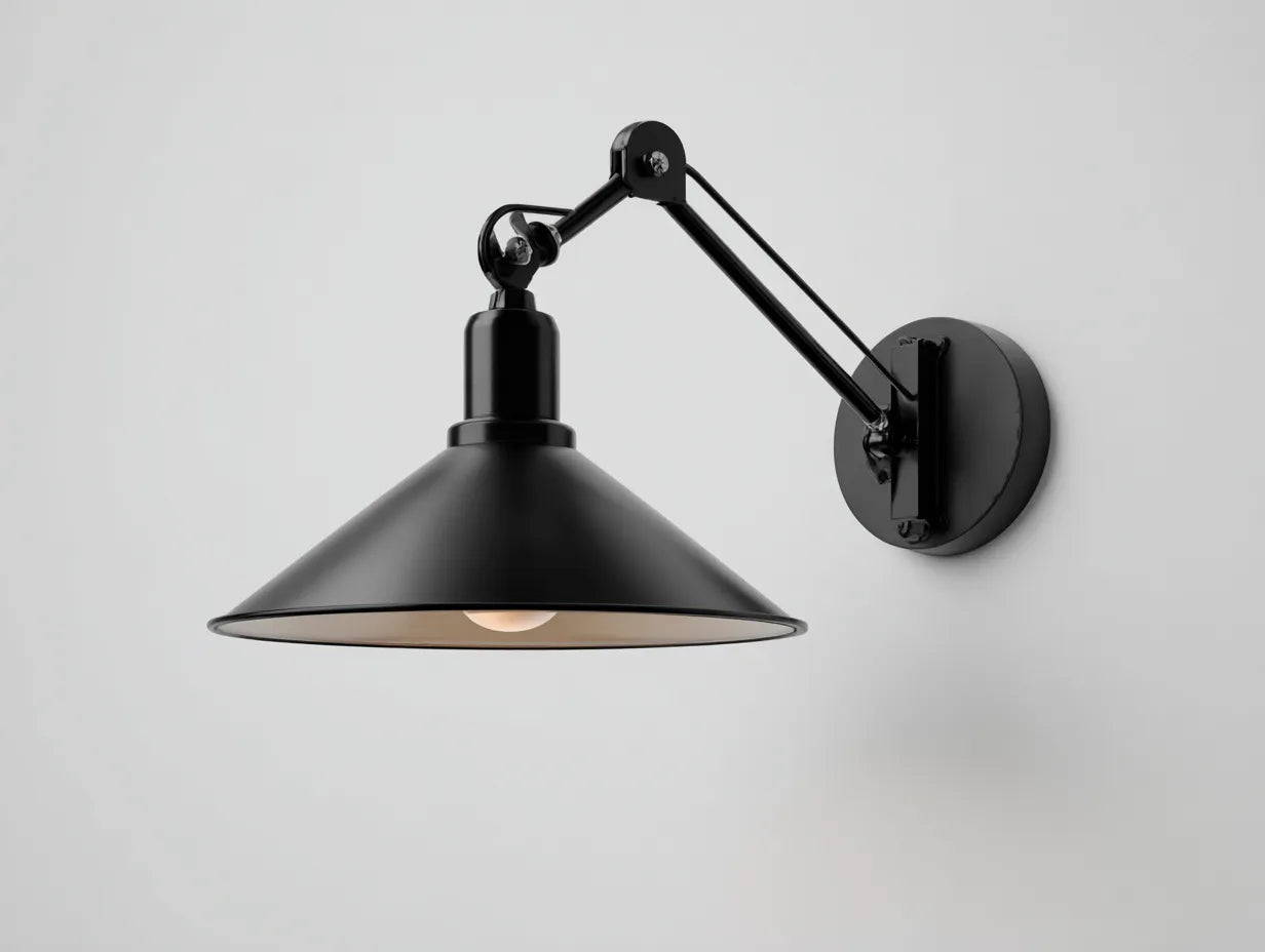 Lampada Da Parete Per Esterni All'Aperto 46×38×34 cm - metallo nero - braccio snodato stile industriale