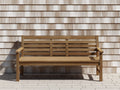Panca da esterno in legno 155×60×90 cm - marrone - stile classico a doghe con braccioli