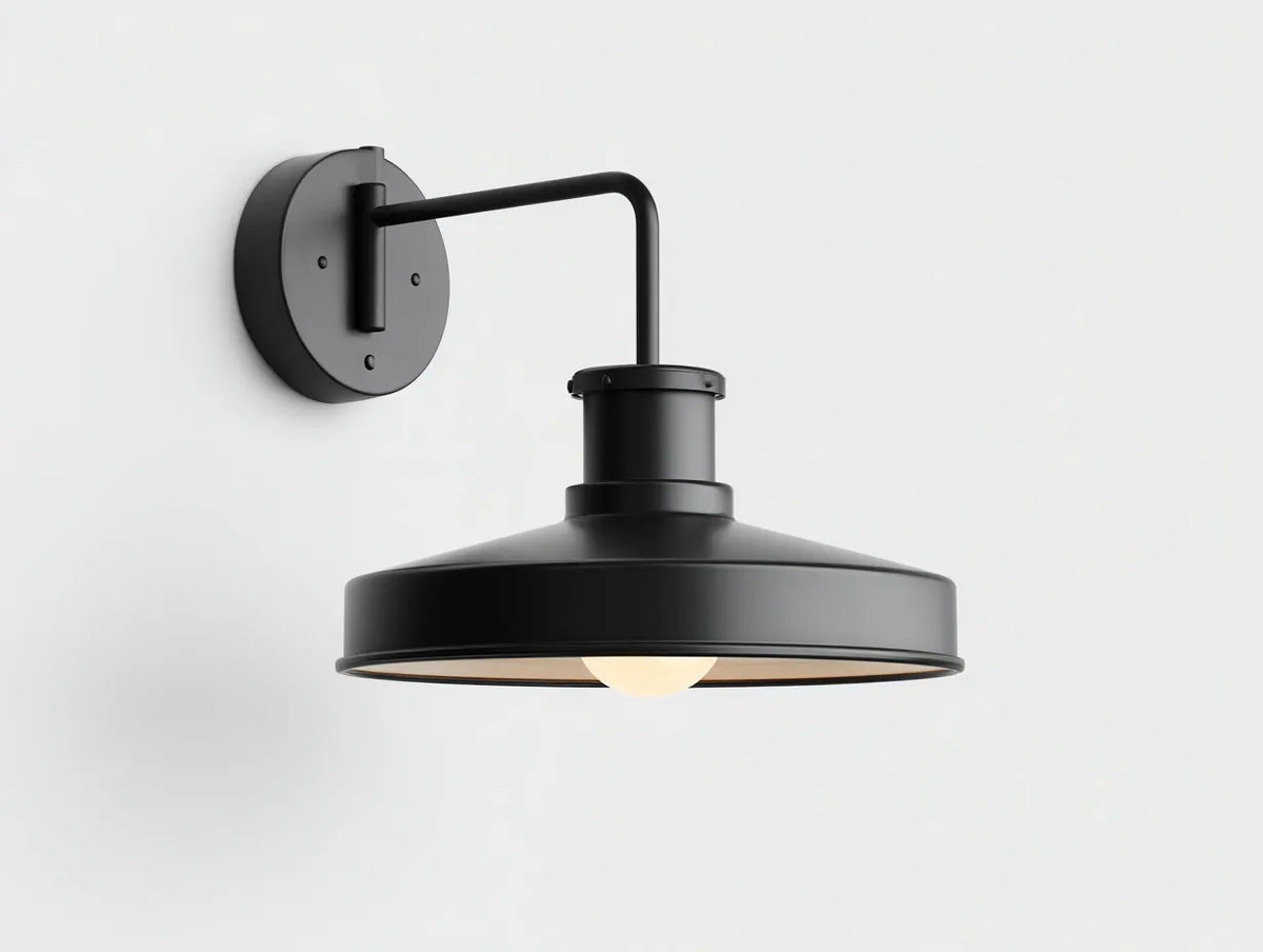Lampada da parete per esterni 52×40×35 cm - nero - paralume largo orientato verso il basso