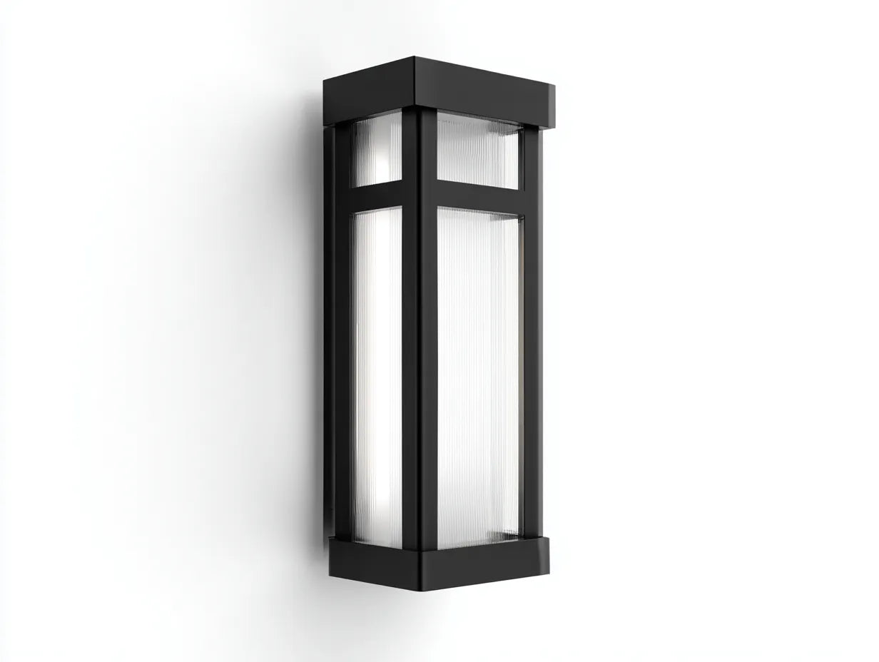Lampada da parete per esterni 18×15×48 cm - nero - diffusore scanalato verticale