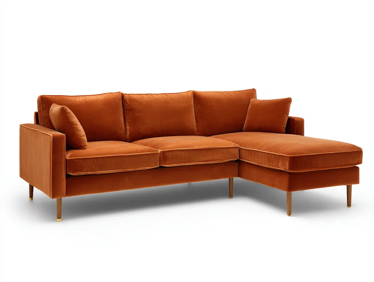 Divano angolare in tessuto 285×185×80 cm - avorio - chaise morbida per soggiorno