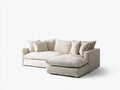 Divano modulare con chaise longue in tessuto 300×180×80 cm - avorio - struttura lineare per soggiorno