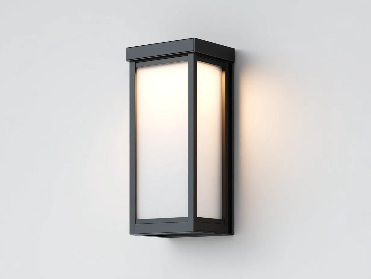 Lampada da parete per esterni 22×17×44 cm - nero - diffusore opalino moderno