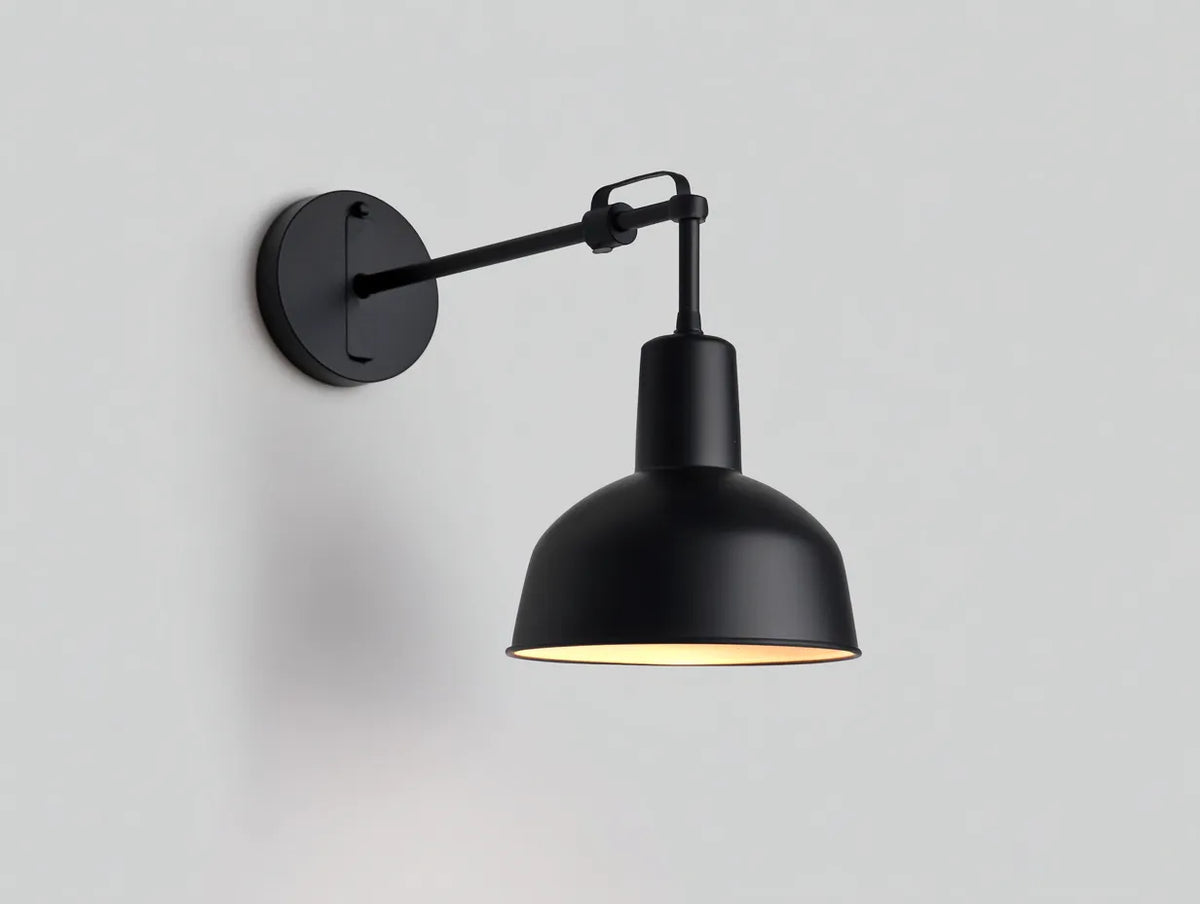 Lampada da parete per esterni 46×31×38 cm - nero - paralume a campana industriale
