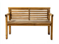 Panca da esterno in legno 125×58×88 cm - marrone - design a doghe con braccioli per giardino